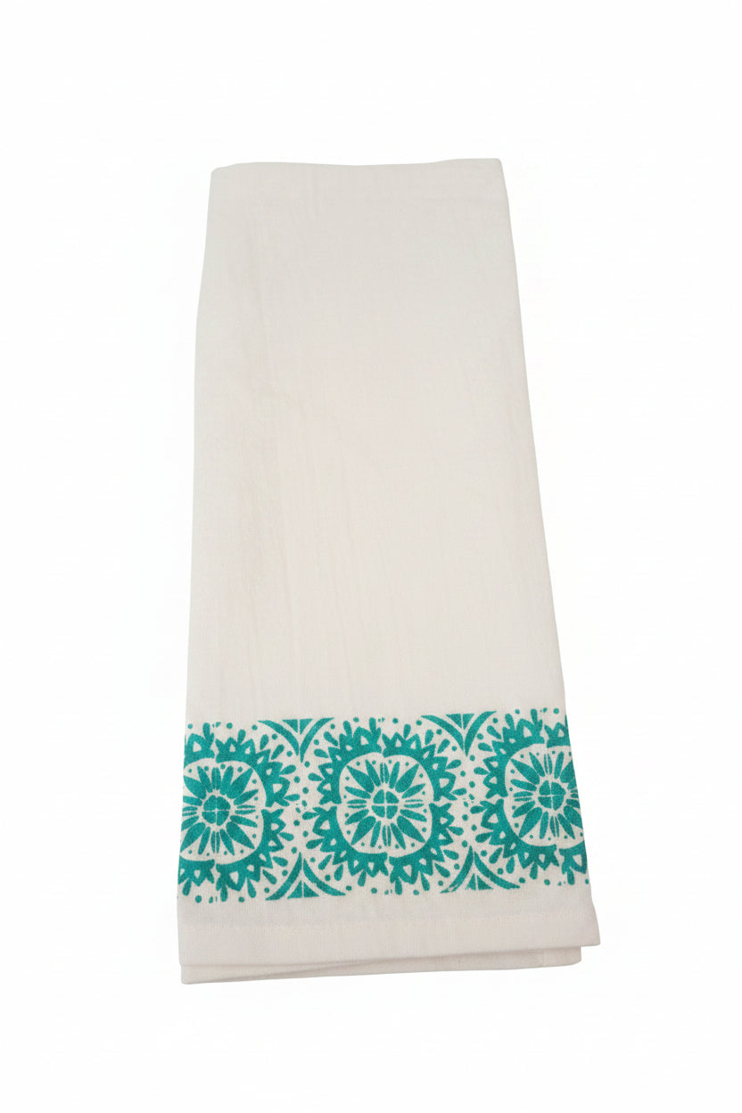 Border Tea Towel Teal