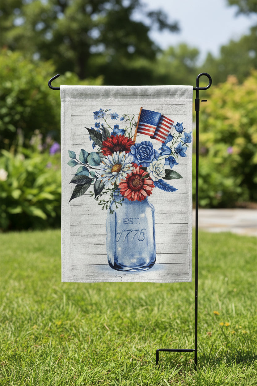 Fourth of July Florals Garden Flag