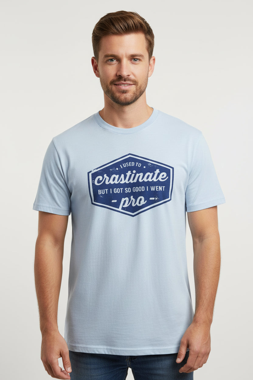 Procrastination T-shirt (size small to 3XL) can be customized to your size, color, and style.