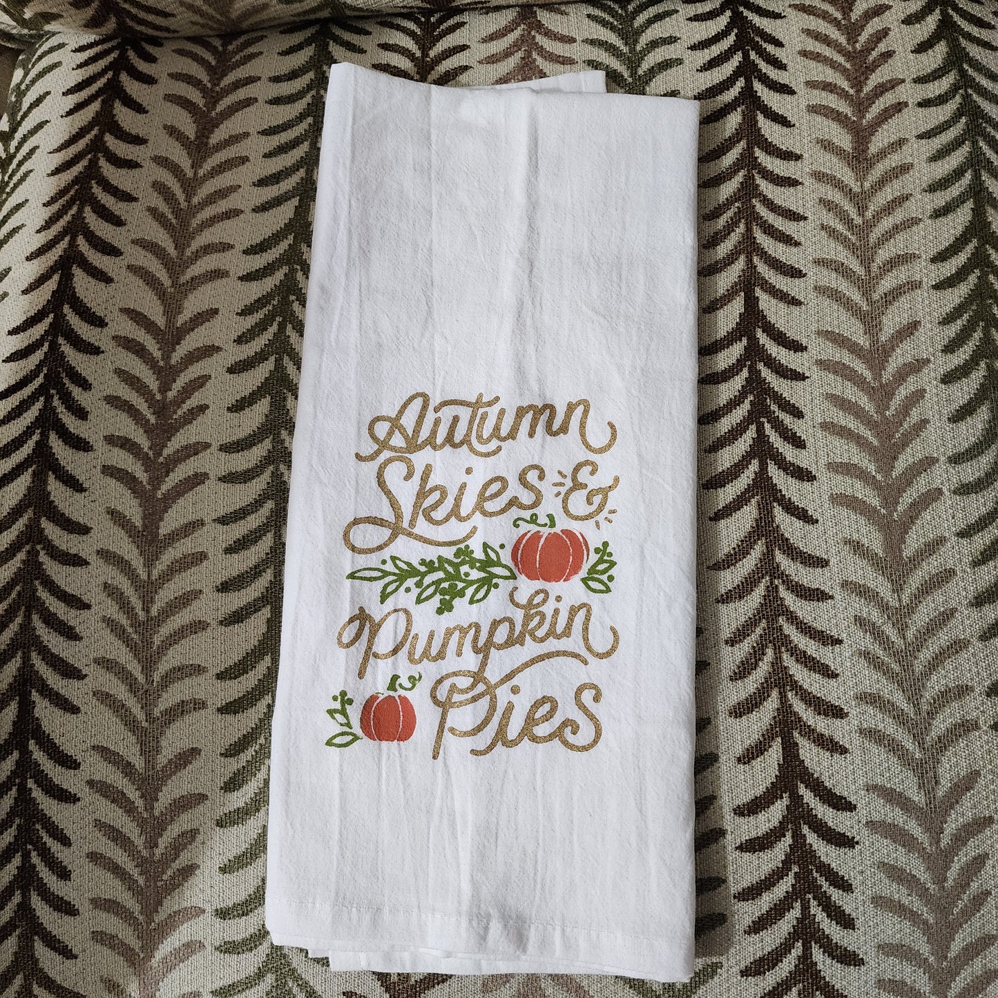 Autumn Skies and Pumpkin Pies Tea Towel