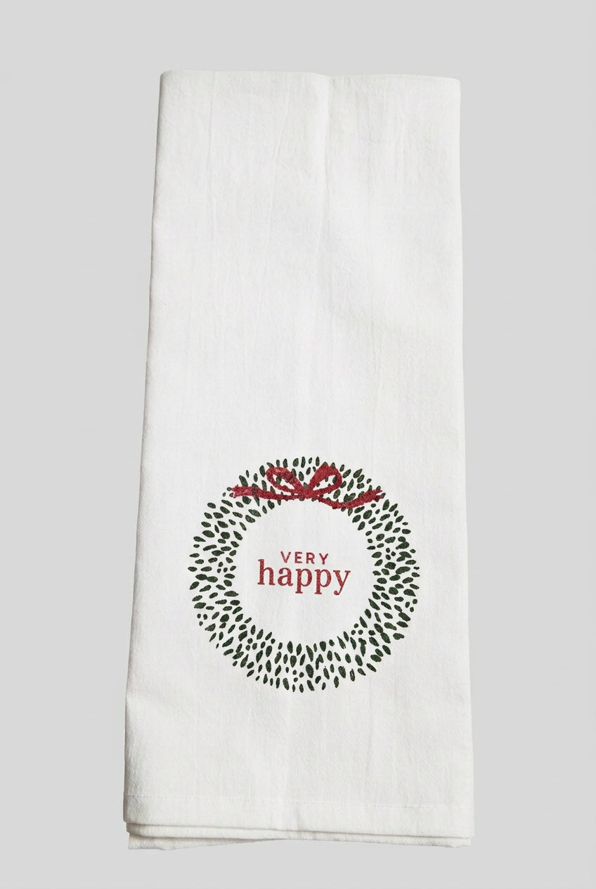 Very Merry with Bow Tea Towel