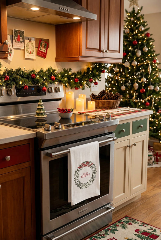 Very Merry with Bow Tea Towel