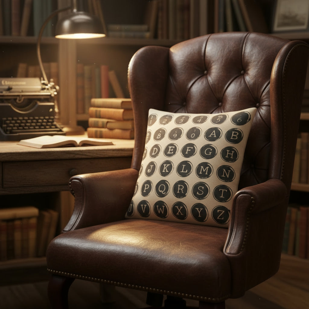 Typewriter Keys Font Pillow