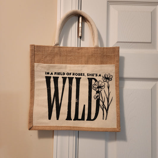 Wildflower Burlap Bag