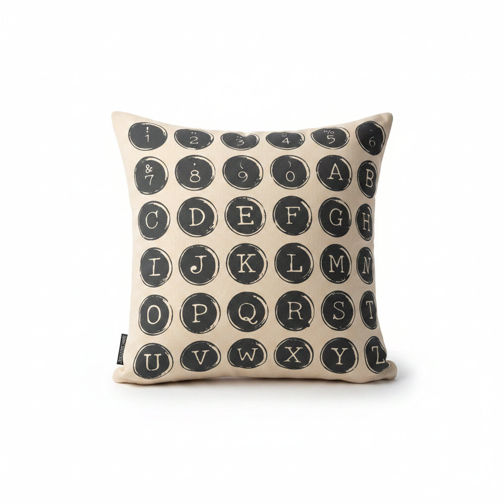 Typewriter Keys Font Pillow