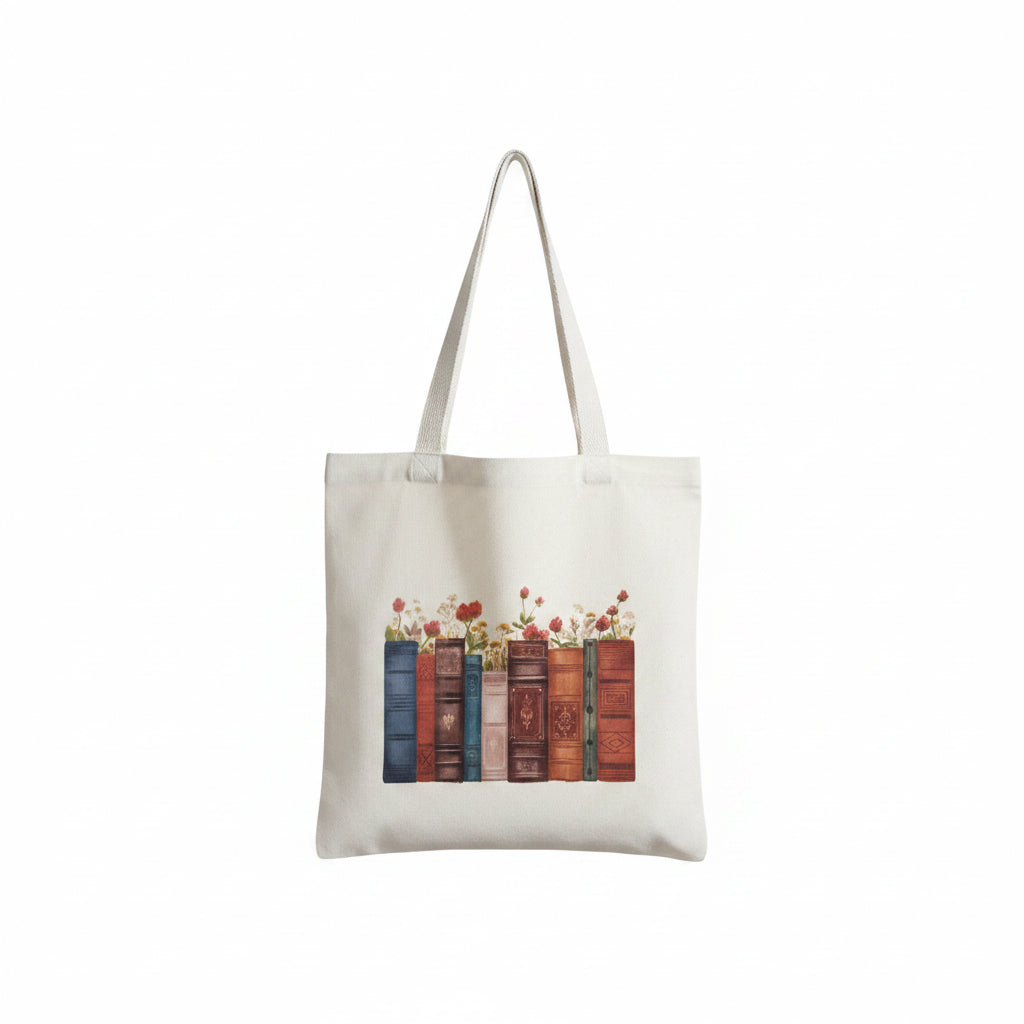 Floral Books Tote Bag