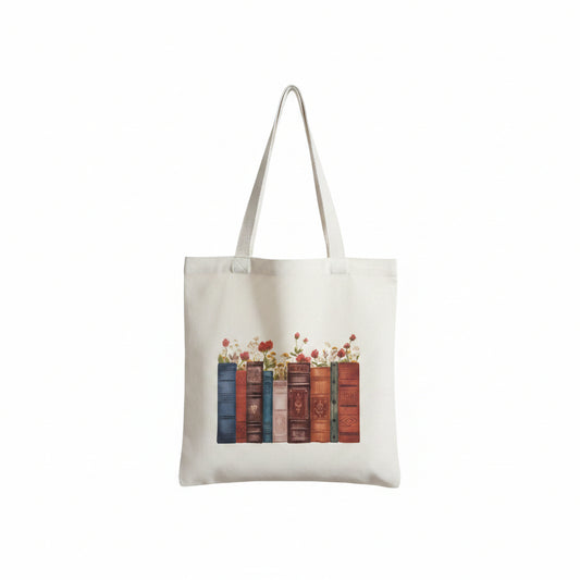 Floral Books Tote Bag