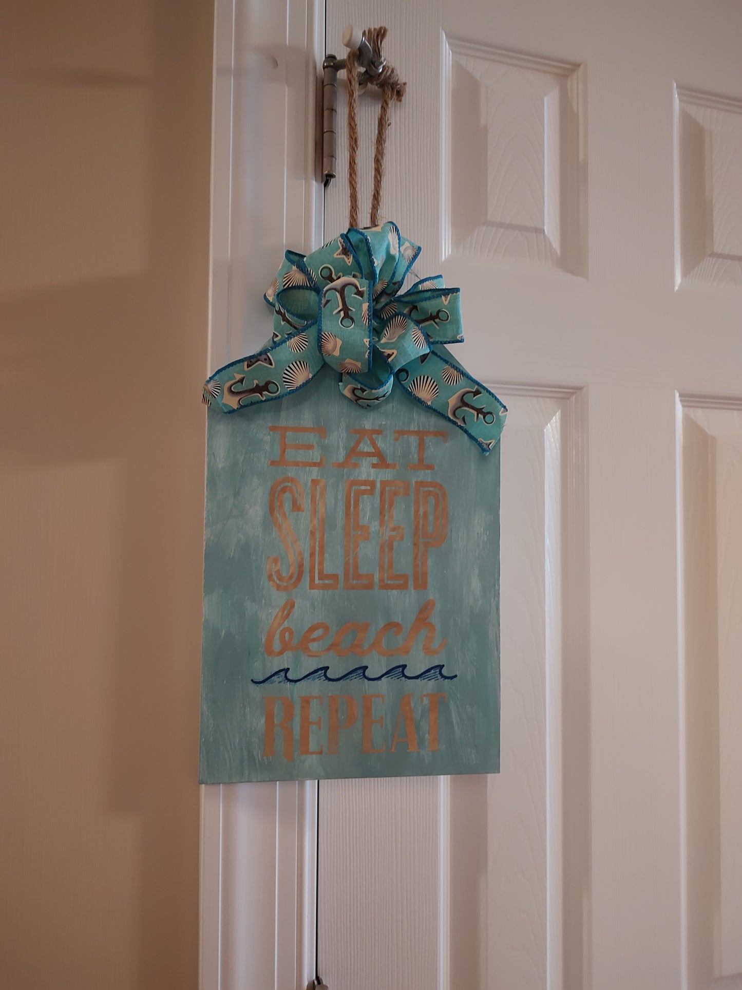 Eat Sleep Beach Repeat Door Tag Hanger