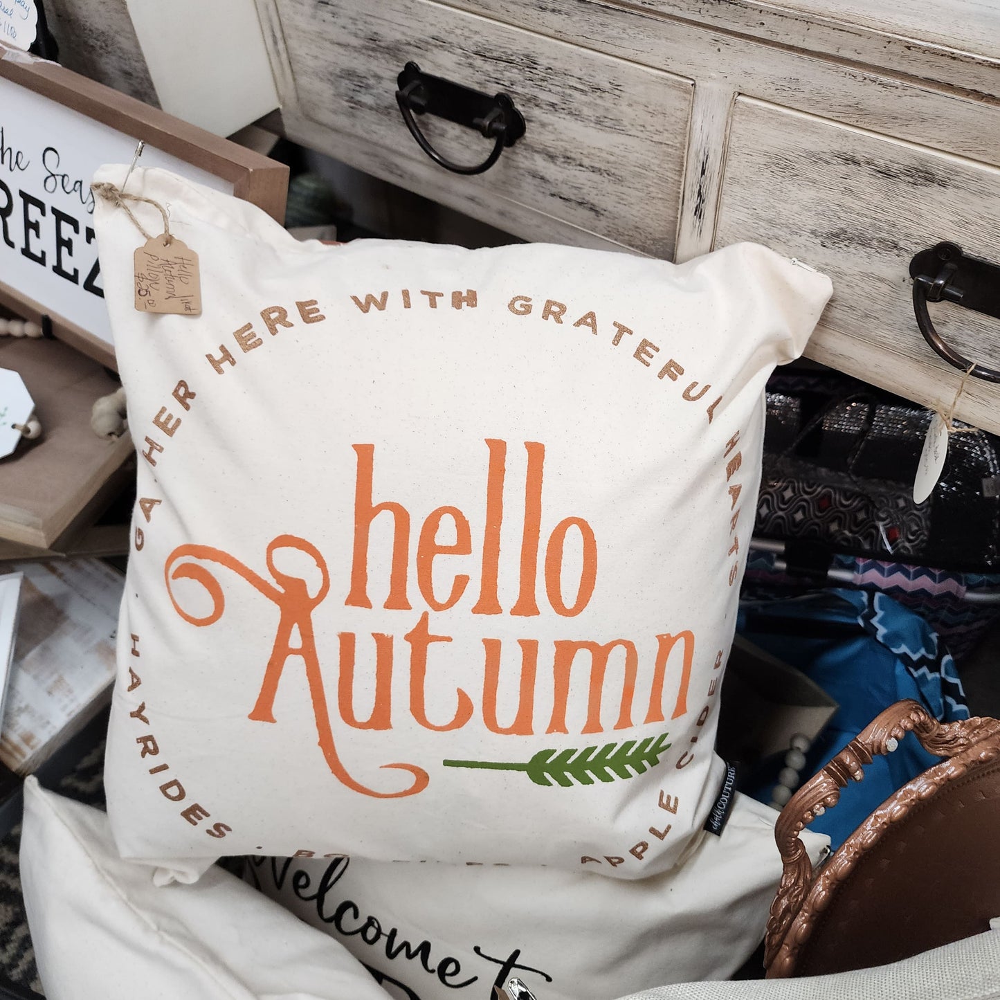 Hello Autumn Canvas Pillow